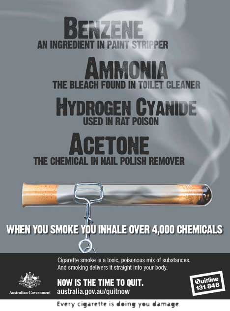 Poster aimed at teenagers  - chemicals in cigarettes