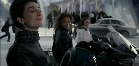 Models pose on snowmobiles in Marks & Spencer's TV advert