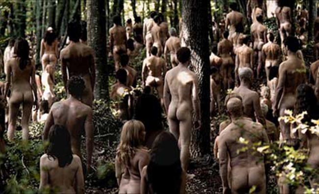 Naked actors stand in a forest for Vaseline Sea TV ad