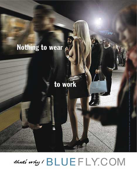 Bluefly train station print ad