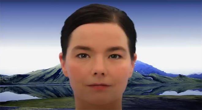 Bjork at end of Earth Intruders music video