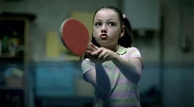 Girl in JC Penney Table Tennis shot