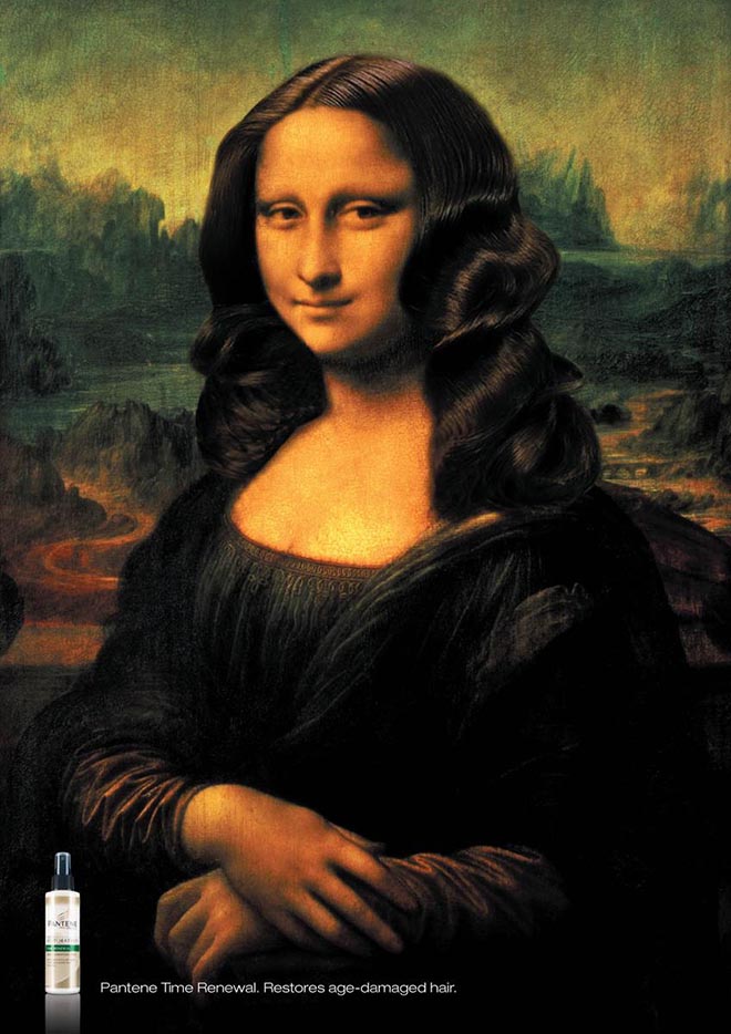 Mona Lisa in Pantene Time Renewal print ad