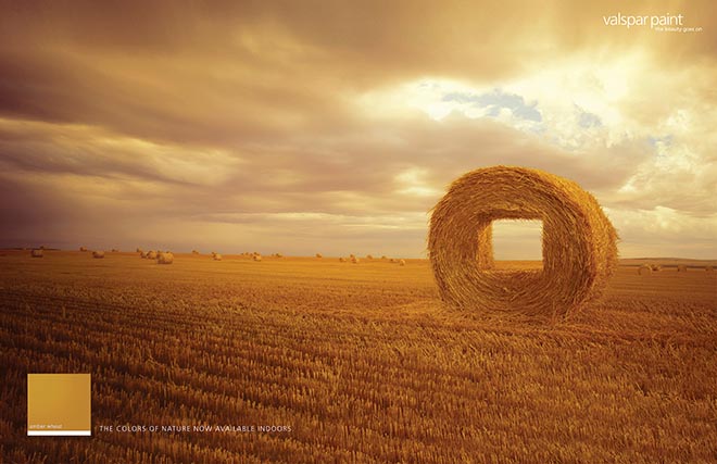 Hay bale in Valspar print ad