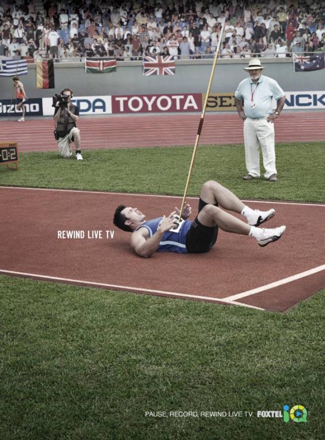 Javelin thrower hit by his own javelin