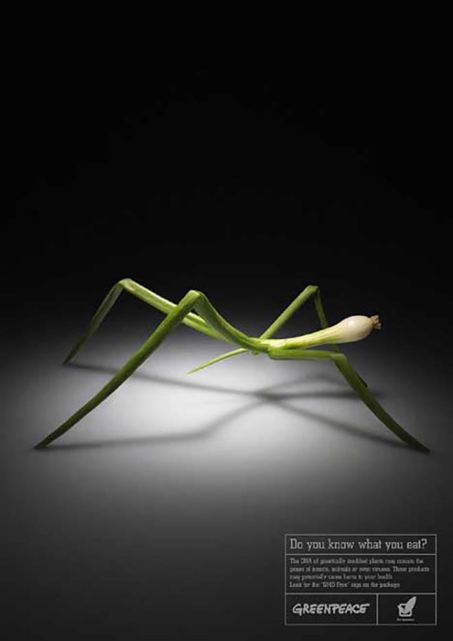 Scorpion of carrots in Greenpeace  print advertisement