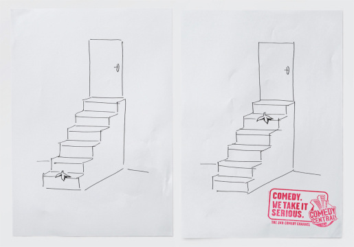 Steps and banana skin in MTV Comedy Central print advertisement