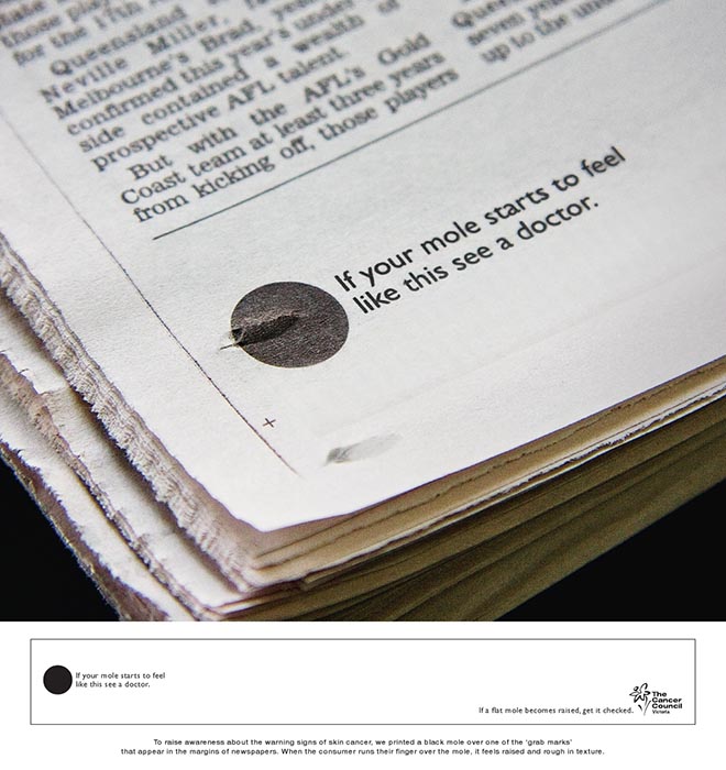 Newspaper Mole in Cancer Council print advertisement