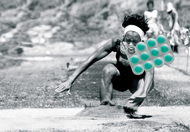 Athlete in Strepsils print advertisement