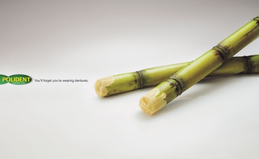 Polident Sugarcane print advertisement from Malaysia