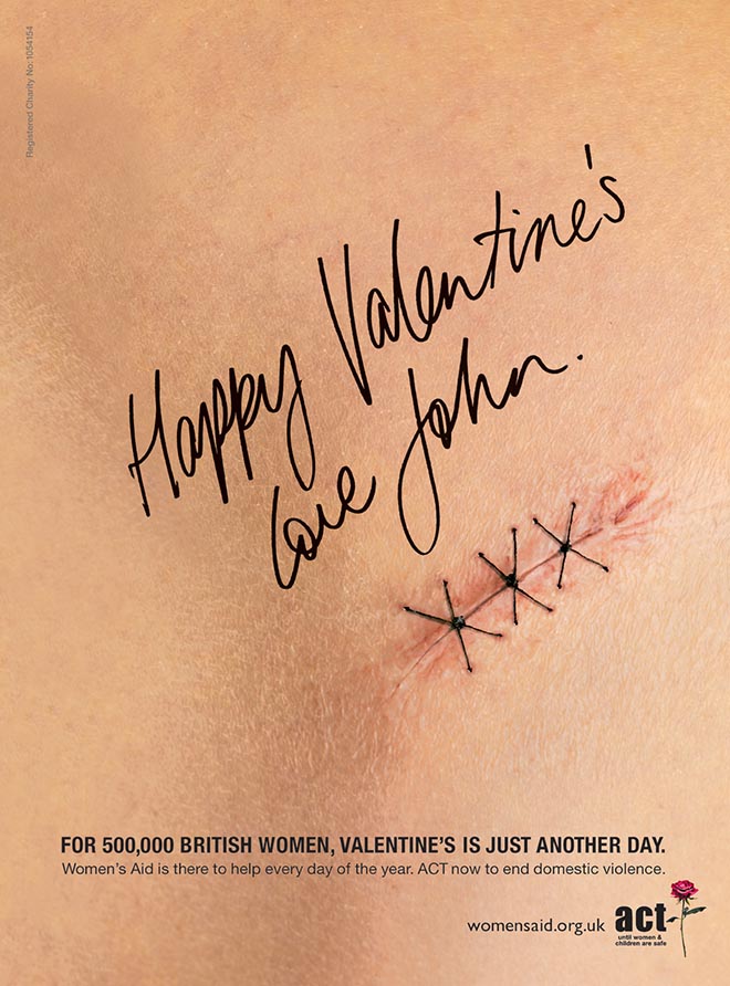 Womens Aid Valentine's Day print advertisement - Happy Valentine's Love John