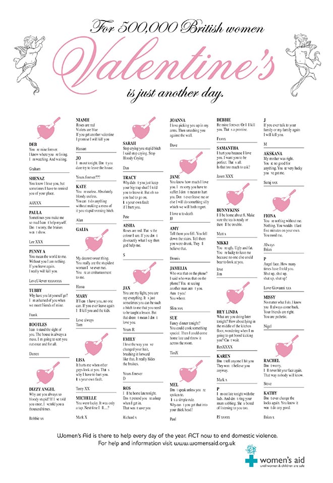 Womens Aid Valentine's Day print advertisement