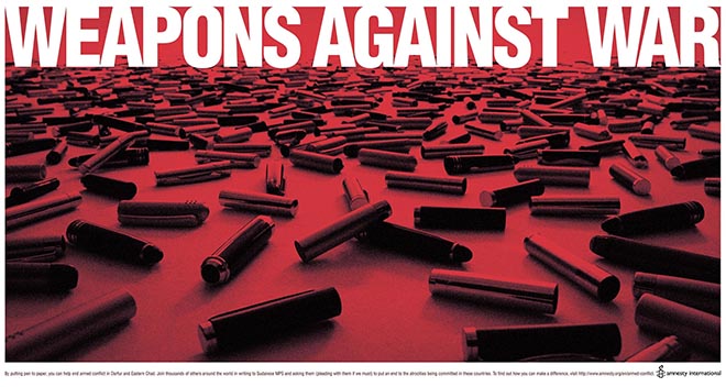 Amnesty Weapons Against War print ad