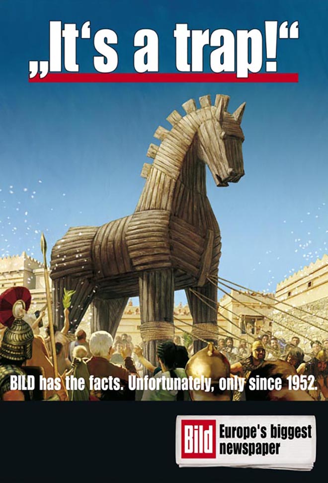 Bild Trojan Horse Warning in BILD Facts ad