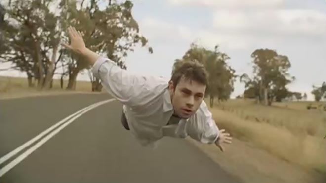 Honda driver flies over the road