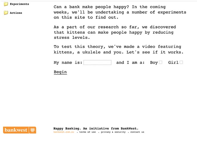 Bankwest Happy Banking site