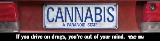 Cannabis license plate in TAC Cell TV ad