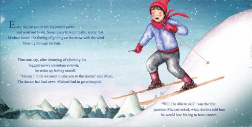 Michael Milton skiing in Child Cancer book