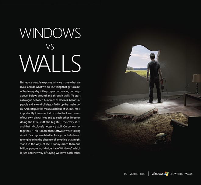 Windows vs Walls print ad